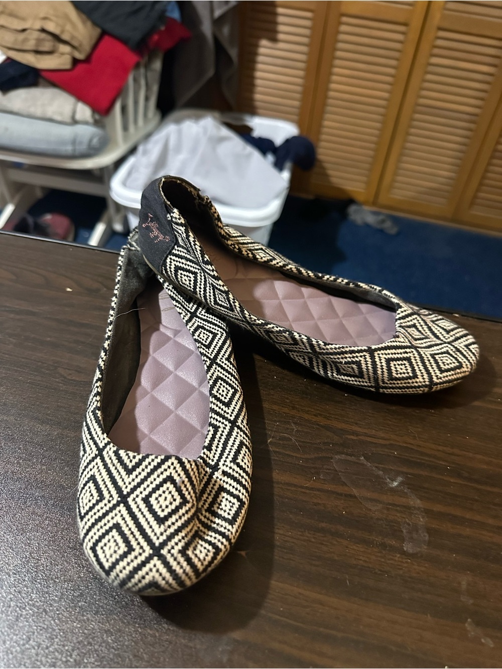 Jellypop Black & Cream Geometric Ballet Flats